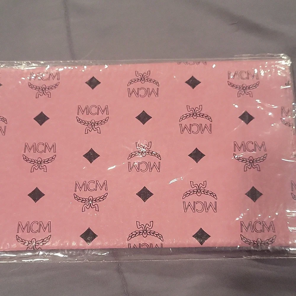 MCM Pink Duo  Logo Envelope Clutch New And Boxed Leather Unbraided Chain